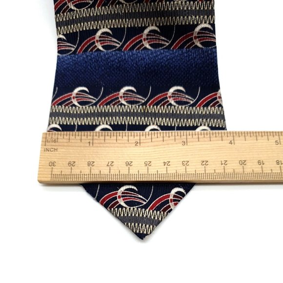 Evan Picone Mens Dress Tie Suit 100% Silk Shirt Accessory Designer Red  Blue - Picture 4 of 6